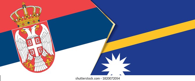 Serbia and Nauru flags, two vector flags symbol of relationship or confrontation.