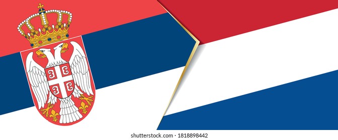 Serbia and Netherlands flags, two vector flags symbol of relationship or confrontation.