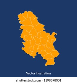 Serbia No Kosovo map - High detailed color map of Serbia No Kosovo. flat design style, clean and modern.Vector illustration eps 10