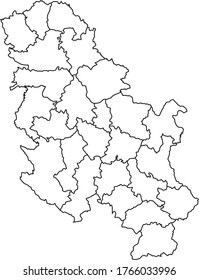 Serbia No Kosovo map in white color and black border on white background. Vector illustration.