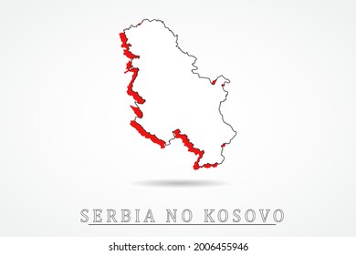Serbia No Kosovo Map - World Map International vector template with red and outline graphic sketch style isolated on white background - Vector illustration eps 10