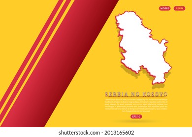 Serbia No Kosovo Map - World map vector template with isometric style including shadow, white and red color on yellow background for website, infographic, banner - Vector illustration eps 10