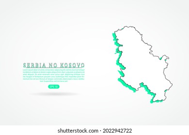 Serbia No Kosovo Map - World Map International vector template with green and outline graphic sketch style isolated on white background - Vector illustration eps 10