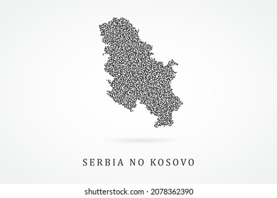 Serbia No Kosovo Map - World map vector template with Black grid on white background  for education, infographic, design, website, banner - Vector illustration eps 10