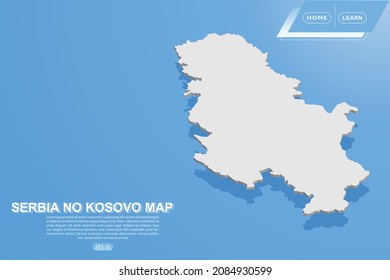 Serbia No Kosovo Map - World map International vector template with isometric style including shadow, white color on blue background for design, website, infographic - Vector illustration eps 10