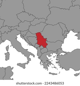 Serbia on world map. Vector illustration.