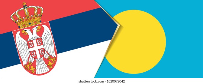 Banderas de Serbia y Palau, dos banderas vectoriales símbolo de relación o enfrentamiento.