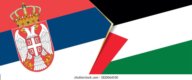 Serbia and Palestine flags, two vector flags symbol of relationship or confrontation.