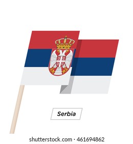 Serbia Ribbon Waving Flag Isolated on White. Vector Illustration. Serbia Flag with Sharp Corners