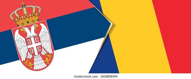 Serbia and Romania flags, two vector flags symbol of relationship or confrontation.
