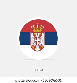 Serbia round flag icon with shadow.
