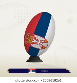 Serbia Rugby Ball on Rugby Kicking Tees with Modern Design. Illustration perfect for sports, national pride, and rugby-related projects.