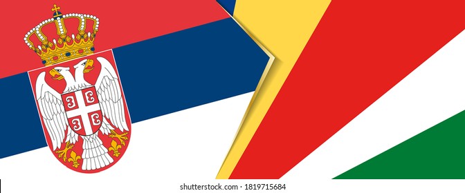 Serbia and Seychelles flags, two vector flags symbol of relationship or confrontation.