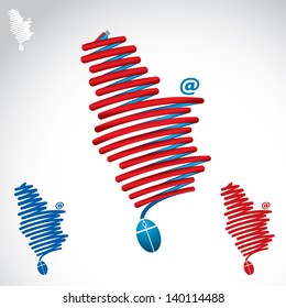 Serbia shaped cable - vector illustration