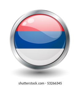 Serbia shiny button flag vector illustration