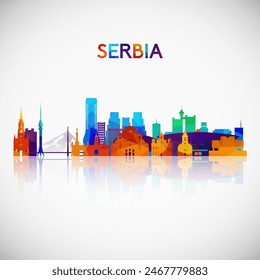 Serbia skyline silhouette in colorful geometric style. Symbol for your design. Vector illustration.