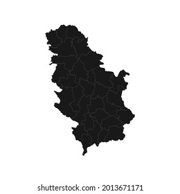 SERBIA Mapa negro suave con detalle blanco aislado fondo blanco, eps 10