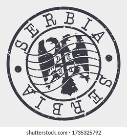 Serbia Stamp Postal. A Flag Silhouette Seal. Passport Round Design. Emblema Vector Icon Design Retro Travel.