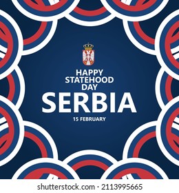 Serbia statehood day vector template for greeting card and social media post.