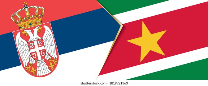 Serbia and Suriname flags, two vector flags symbol of relationship or confrontation.