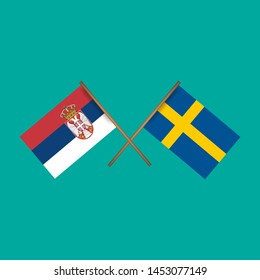 serbia and Sweden crossed flags.Language learning or travel concept. flat design.