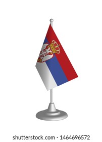 serbia table flag, isolated on white background 