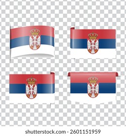 Serbia tag national flag with shadow