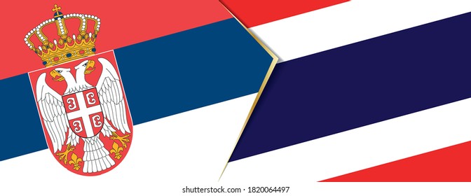 Serbien und Thailand Flaggen, zwei Vektorflaggen Symbol für Beziehung oder Konfrontation.