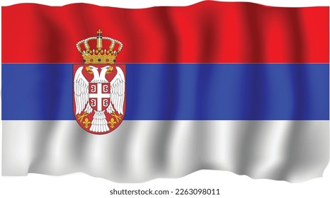 Serbia three colors and emblem national flag. vector