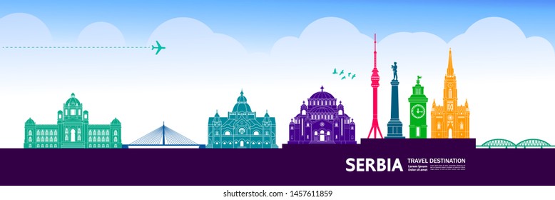 Serbia Travel Destination Grand Vector Illustration.