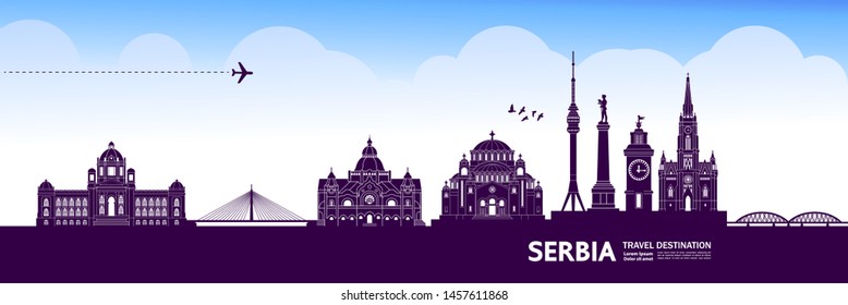 Serbia travel destination grand vector illustration.