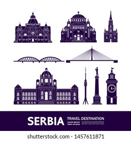 Serbia travel destination grand vector illustration.