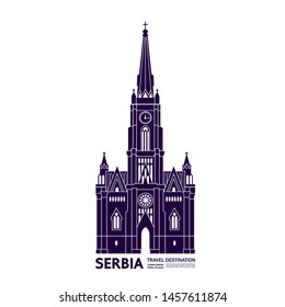 Serbia travel destination grand vector illustration.