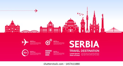 Serbia travel destination grand vector illustration.