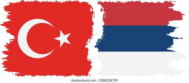 Serbia and Turkey grunge flags connection, vector