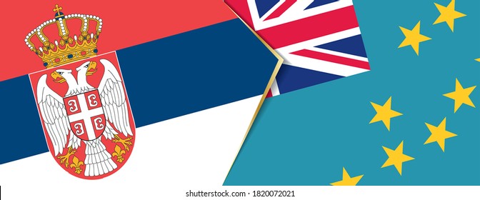 Serbia and Tuvalu flags, two vector flags symbol of relationship or confrontation.