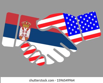 Serbia And USA Flags Handshake Vector