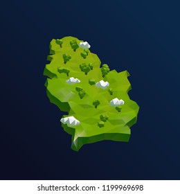 Serbia Vector Low Poly 3D Cartoon Map