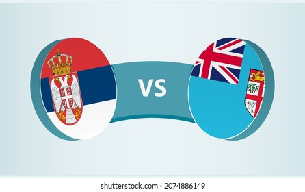 Serbia versus Fiji, team sports competition concept. Round flag of countries.