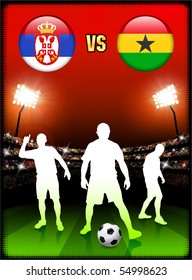 Serbia versus Ghana on Stadium Event Background Original Illustration