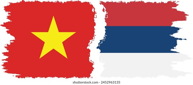 Serbia and Vietnam grunge flags connection, vector