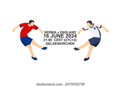 Serbia vs England, 2024 football match, Vector illustration. Simple sports illustration.