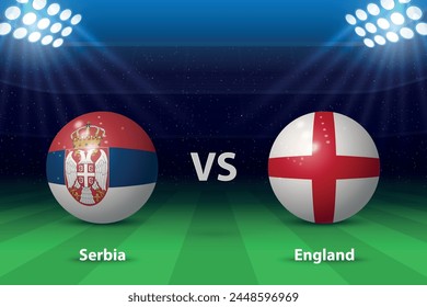 Serbia vs England. Europe football tournament 2024, Soccer scoreboard broadcast graphic template