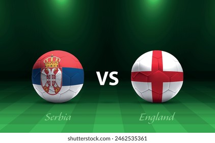 Serbia vs England soccer scoreboard broadcast template Europe tournament 2024