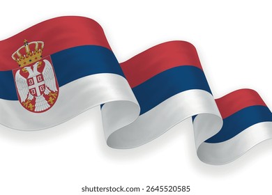 Serbia waving flag with bright colors on clean background