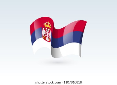 Serbia waving flag vector icon, national symbol. Flag of Serbia, fluttered in the wind - vector illustration isolated on white background.