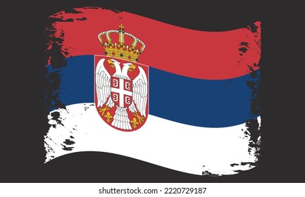 Serbia wavy grunge Brush Flag Design