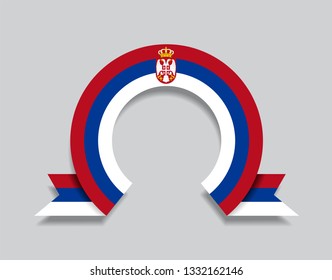 Serbian flag rounded ribbon abstract background. Vector illustration.