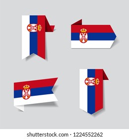 Serbian flag stickers and labels set. Vector illustration.