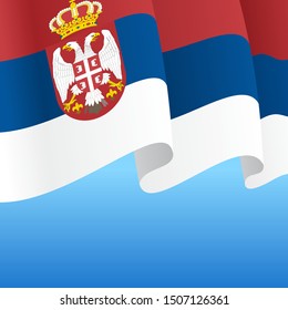Serbian flag wavy abstract background. Vector illustration.